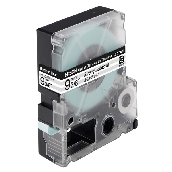Epson LC-3TBW9 extra-adhesive black on transparent tape, 9mm (original Epson) 083018 - 1