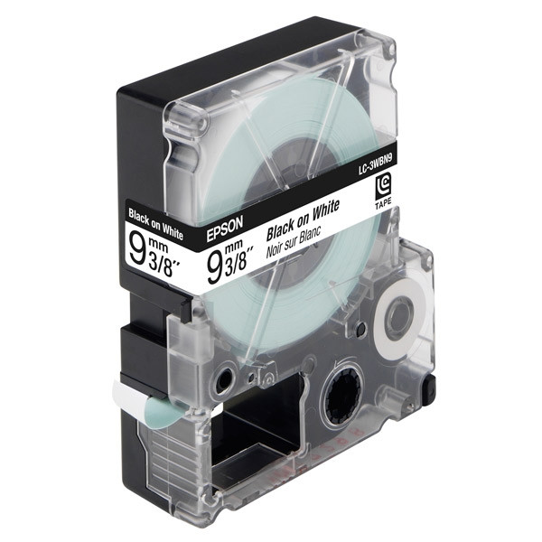Epson LC-3WBN9 black on white tape, 9mm (original) C53S624402 083012 - 1