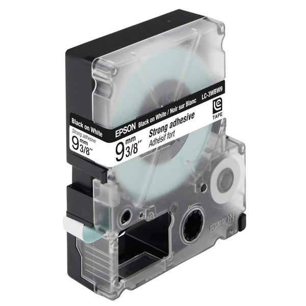 Epson LC-3WBW9 extra-adhesive black on white tape, 9mm (original) C53S624406 083020 - 1