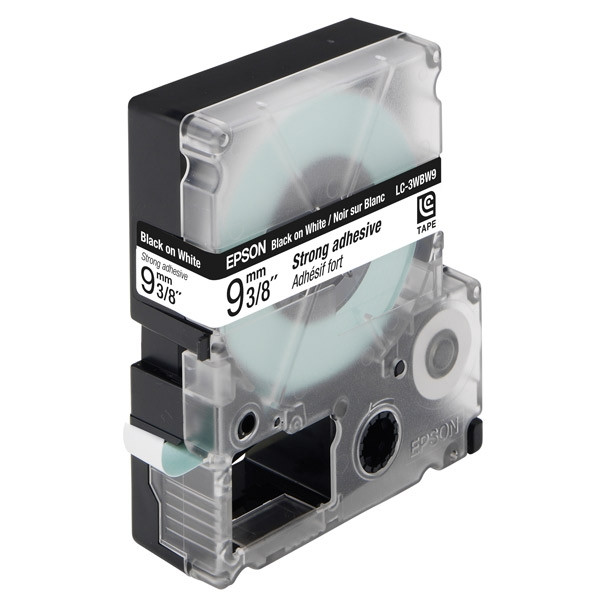Epson LC-3WBW9 extra-adhesive black on white tape, 9mm (original Epson) 083020 - 1