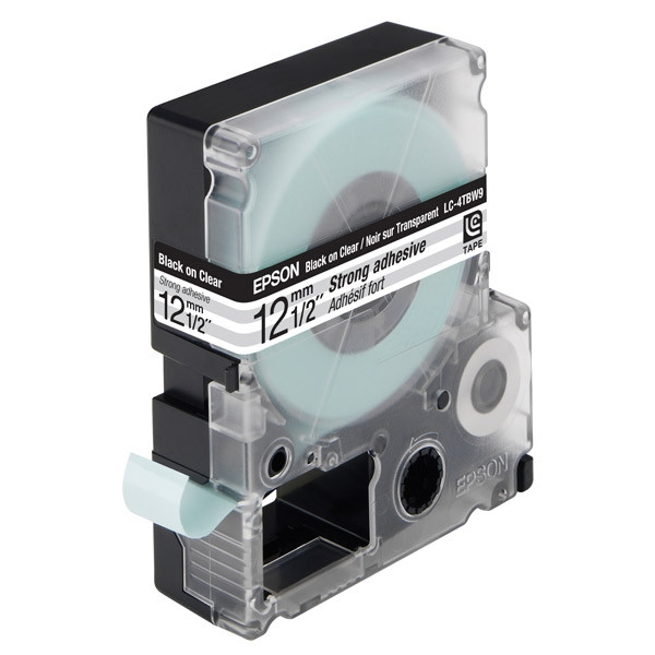 Epson LC-4TBW9 extra adhesive black on transparent tape, 12mm (original) C53S625410 083040 - 1