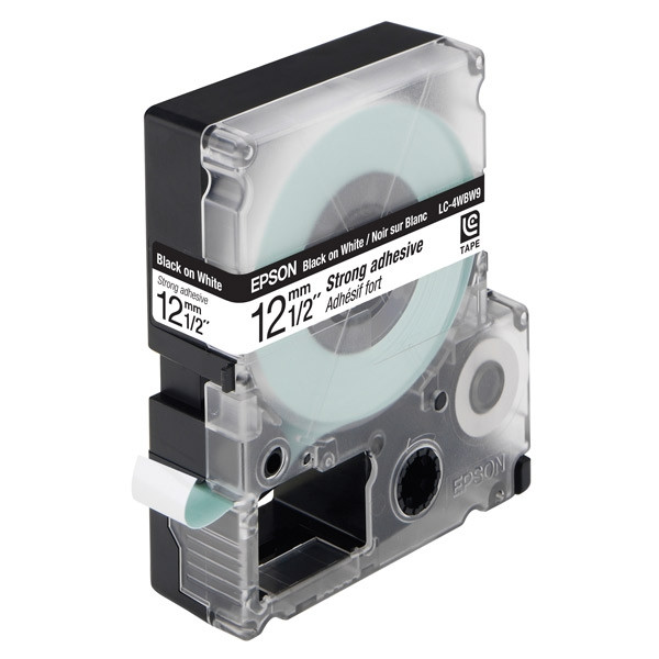 Epson LC-4WBW9 extra adhesive black on white tape, 12mm (original) C53S625411 083042 - 1