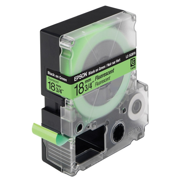 Epson LC-5GBF9 black on fluorescent-green tape, 18mm (original) C53S626403 083064 - 1