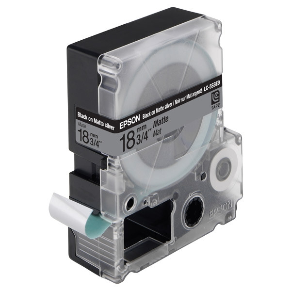 Epson LC-5SBE9 black on matte silver tape, 18mm (original Epson) 083080 - 1