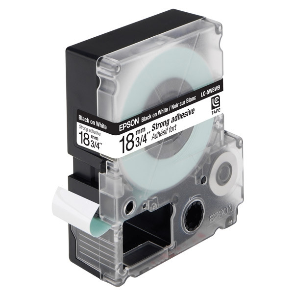 Epson LC-5WBW9 extra adhesive black on white tape, 18mm (original) C53S626410 083078 - 1