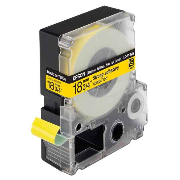 Epson LC-5YBW9 extra adhesive black on yellow tape, 18mm (original) C53S626408 083074 - 1