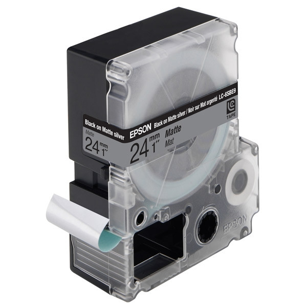 Epson LC-6SBE9 black on matte silver tape, 24mm (original Epson) 083092 - 1