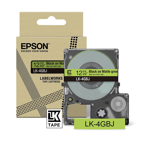 Epson LK-4GBJ black on green matte tape, 12mm (original Epson) C53S672077 084410 - 1