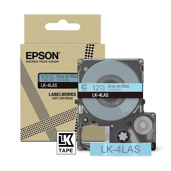 Epson LK-4LAS grey on blue tape, 12mm (original Epson) C53S672106 084468 - 1