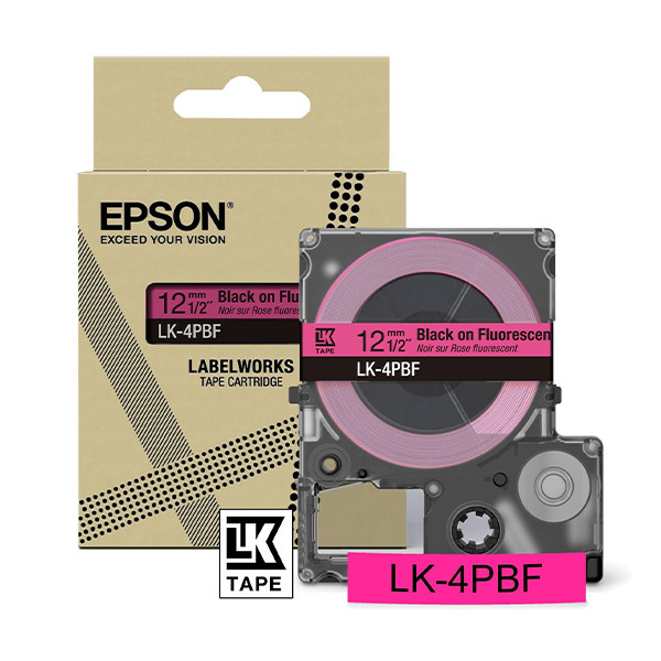 Epson LK-4PBF black on fluorescent pink tape, 12mm (original Epson) C53S672100 084458 - 1