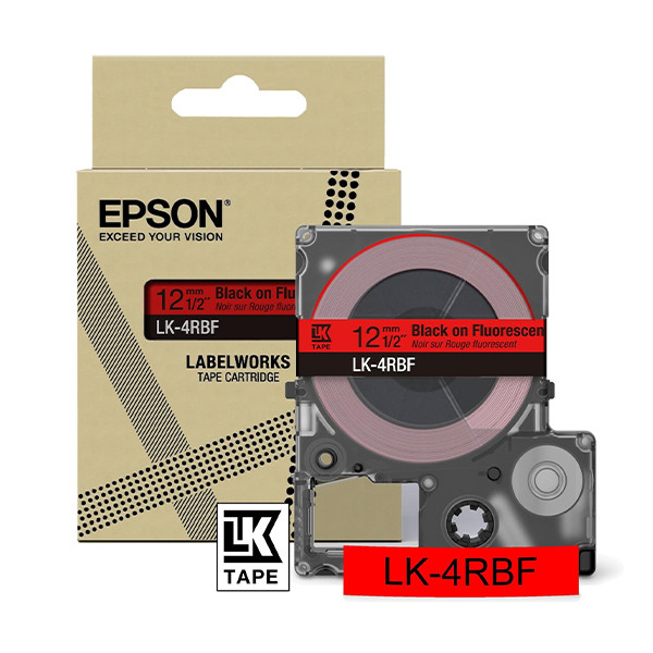 Epson LK-4RBF black on fluorescent red tape, 12mm (original Epson) C53S672099 084456 - 1