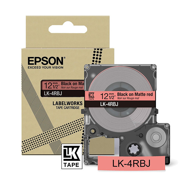 Epson LK-4RBJ black on red matte tape, 12mm (original Epson) C53S672071 084400 - 1