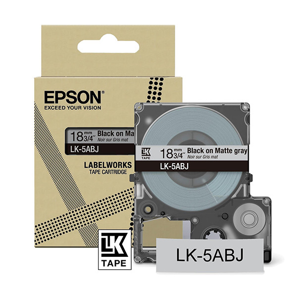 Epson LK-5ABJ black on light grey matte tape, 18mm (original Epson) C53S672087 084428 - 1