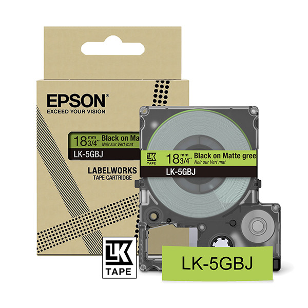 Epson LK-5GBJ black on green matte tape, 18mm (original Epson) C53S672078 084412 - 1