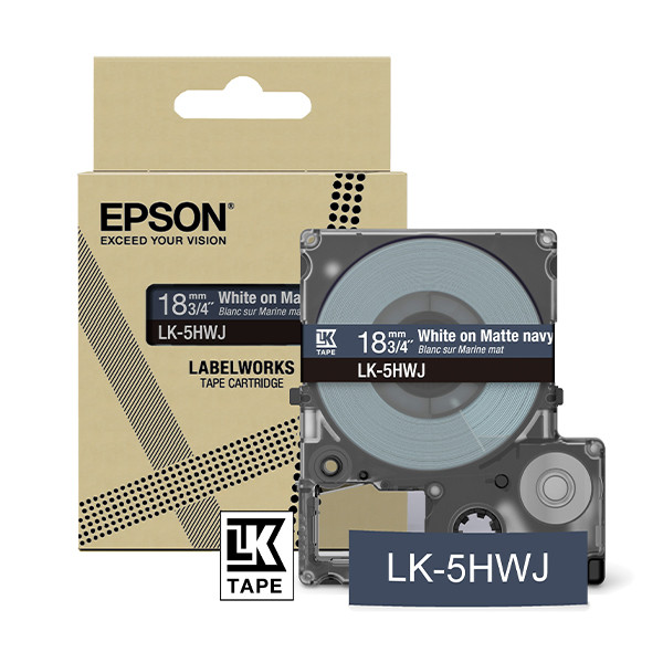 Epson LK-5HWJ white on navy blue matte tape, 18mm (original Epson) C53S672085 084424 - 1