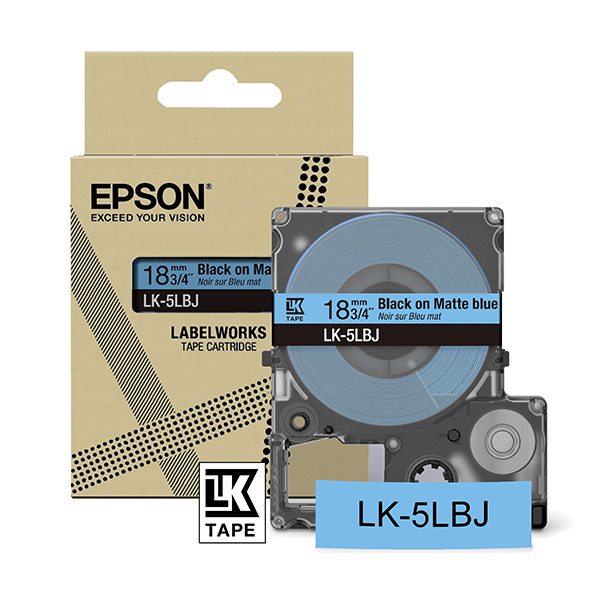 Epson LK-5LBJ black on blue matte tape, 18mm (original Epson) C53S672081 084416 - 1