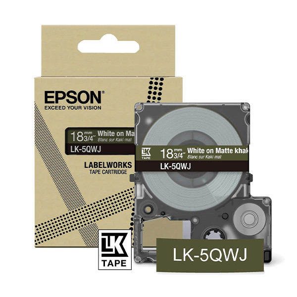 Epson LK-5QWJ white on khaki matte tape, 18mm (original Epson) C53S672089 084432 - 1