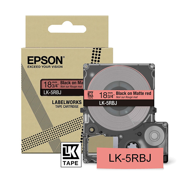 Epson LK-5RBJ black on red matte tape, 18mm (original Epson) C53S672072 084402 - 1