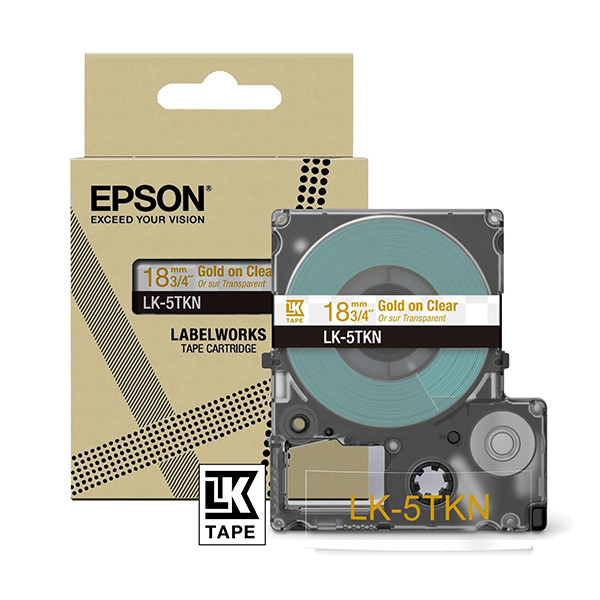 Epson LK-5TKN gold on metallic transparent tape, 18mm (original Epson) C53S672097 084448 - 1