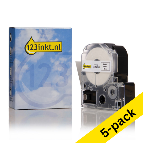 Epson LK-5WBN black on white tape, 18mm (123ink version) (5-pack) 650874 - 1