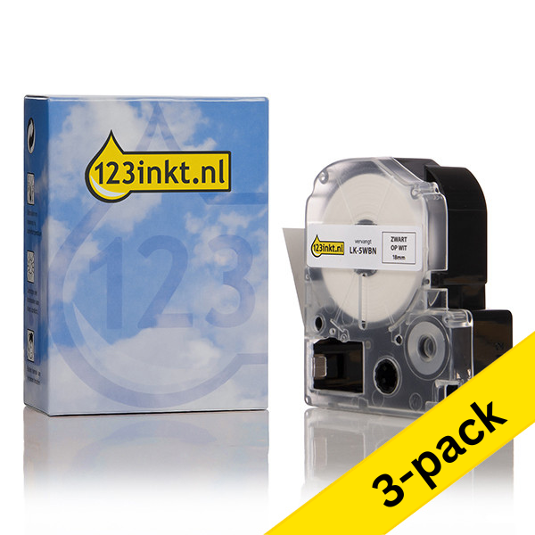 Epson LK-5WBN black on white tape, 18mm (3-pack) (123ink version)  183155 - 1