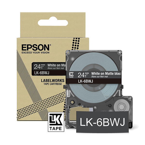 Epson LK-6BWJ white on black matte tape, 24mm (original Epson) C53S672084 084422 - 1