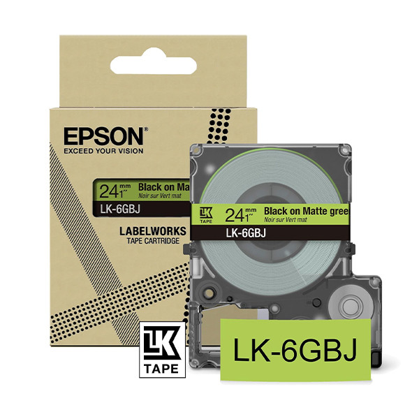 Epson LK-6GBJ black on green matte tape, 24mm (original Epson) C53S672079 084472 - 1