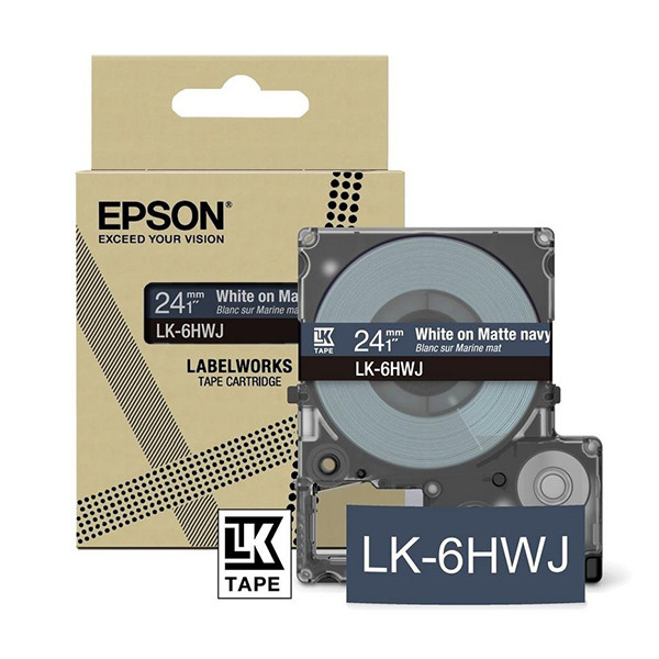 Epson LK-6HWJ white on navy blue matte tape, 24mm (original Epson) C53S672086 084426 - 1