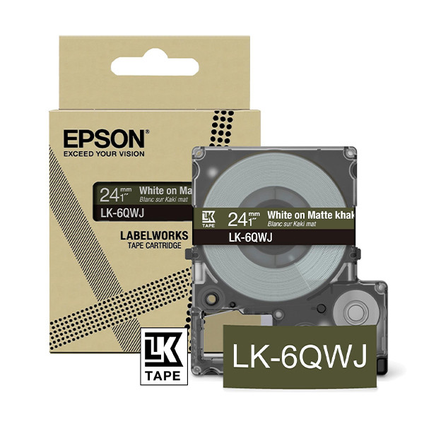 Epson LK-6QWJ white on khaki matte tape, 24mm (original Epson) C53S672090 084434 - 1