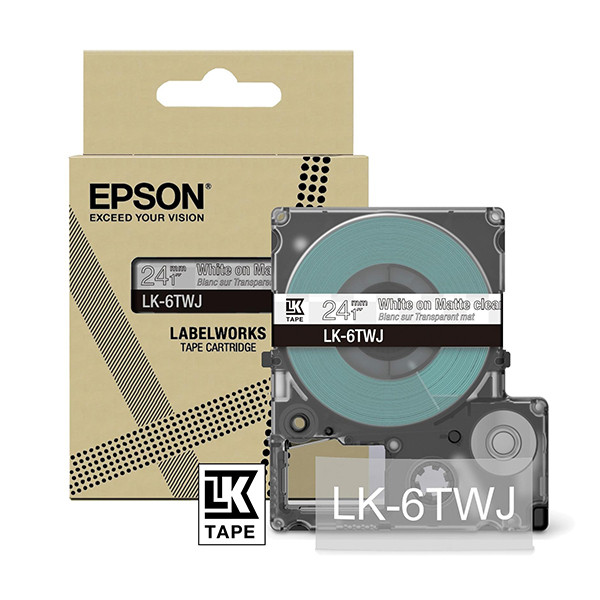 Epson LK-6TWJ white on transparent matte tape, 24mm (original Epson) C53S672070 084398 - 1