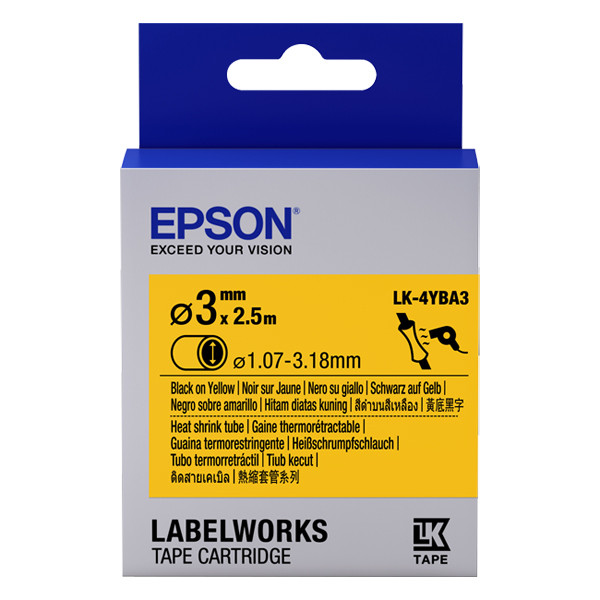 Epson LK-7YBA21 black on yellow heat shrink tubing, 21mm (original Epson) C53S657904 084302 - 1