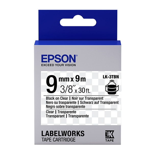 Epson LK 3TBN black on transparent tape, 9mm (original Epson) C53S653004 083170 - 1