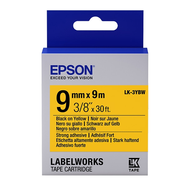 Epson LK 3YBW adhesive black on yellow tape, 9mm (original) C53S653005 083174 - 1