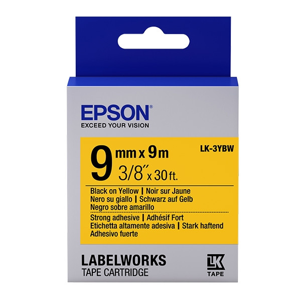 Epson LK 3YBW adhesive black on yellow tape, 9mm (original Epson) 083174 - 1