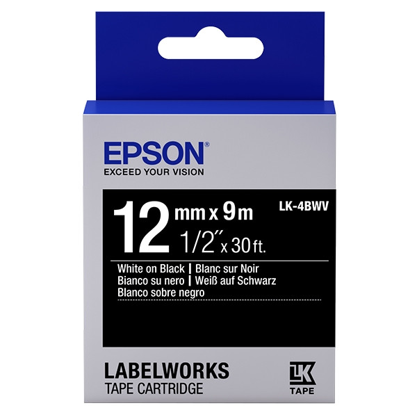 Epson LK 4BWV vivid white on black tape, 12mm (original) C53S654009 083212 - 1