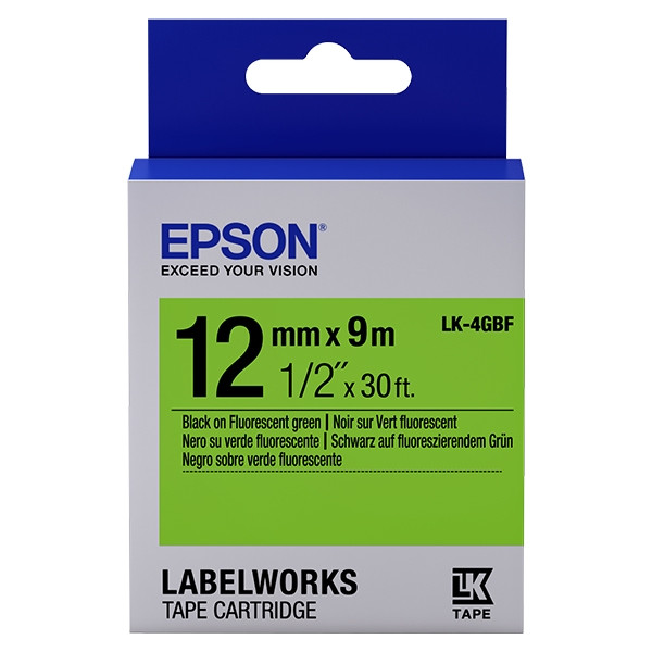 Epson LK 4GBF black on fluorescent green tape, 12mm (original Epson) 083202 - 1