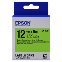 Epson LK 4GBF black on fluorescent green tape, 12mm (original Epson) 083202