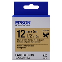 Epson LK 4KBK black on gold satin ribbon tape, 12mm (original) C53S654001 083218