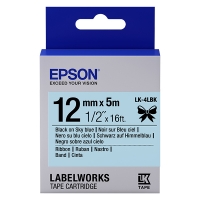 Epson LK 4LBK black on light blue satin ribbon tape, 12mm (original) C53S654032 083222