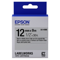Epson LK 4SBE matte black on silver tape, 12 mm (original) C53S654017 083214