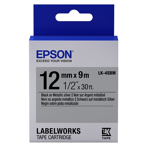 Epson LK 4SBM black on silver metallic tape, 12mm (original) C53S654019 083204 - 1