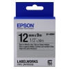 Epson LK 4SBM black on silver metallic tape, 12mm (original)