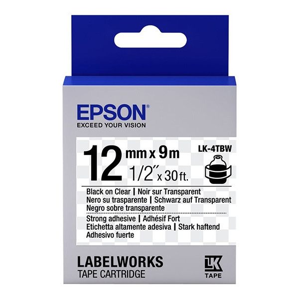 Epson LK 4TBW adhesive black on transparent tape, 12mm (original) C53S654015 083194 - 1