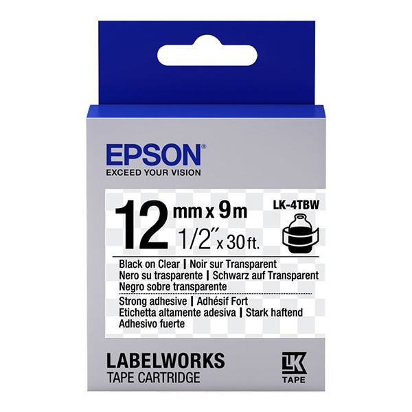 Epson LK 4TBW adhesive black on transparent tape, 12mm (original Epson) 083194 - 1