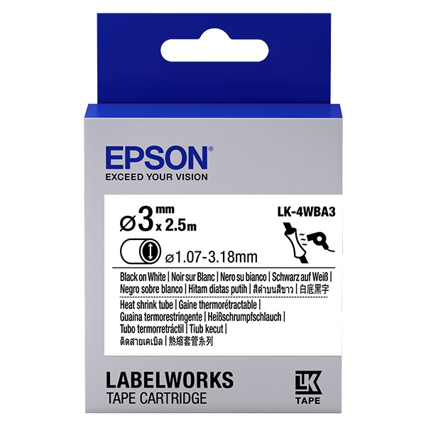 Epson LK 4WBA3 black on white heat shrink tape, 3mm (original Epson) C53S654903 083286 - 1