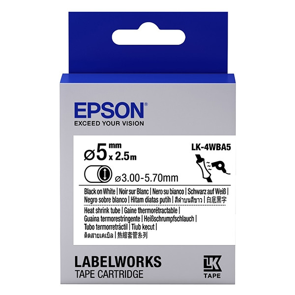 Epson LK 4WBA5 black on white heat shrink tape, 5mm (original Epson) 083290 - 1