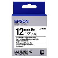 Epson LK 4WBB black on white paper tape, 12mm (original) C53S654023 083208