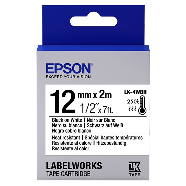 Epson LK 4WBH heat-resistant black on white tape, 12 mm (original) C53S654025 083210 - 1