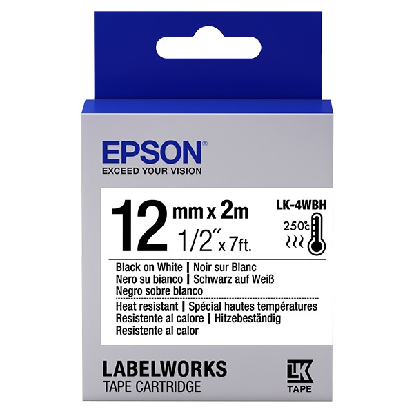 Epson LK 4WBH heat-resistant black on white tape, 12 mm (original Epson) 083210 - 1