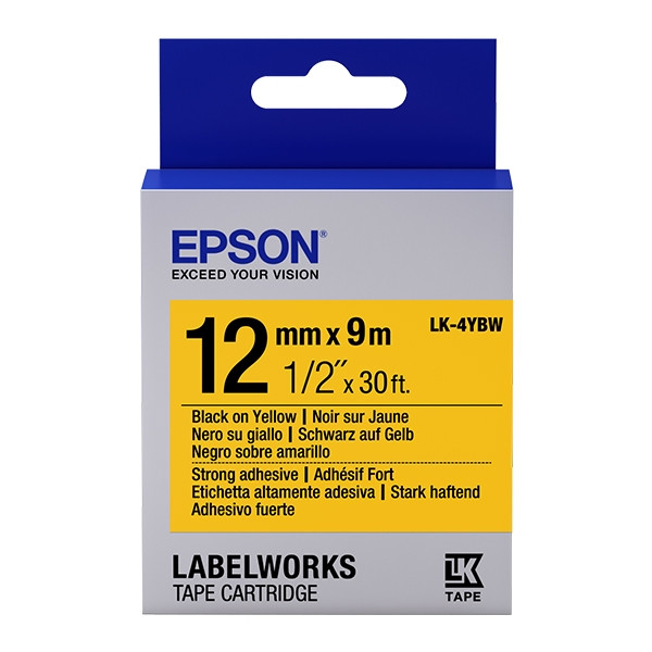 Epson LK 4YBW adhesive black on yellow tape, 12mm (original) C53S654014 083190 - 1